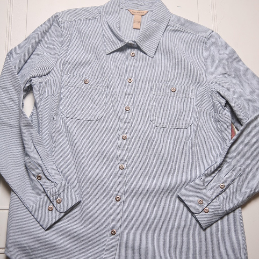 Bit & Bridle NWT Button-up White with Blue Stripes